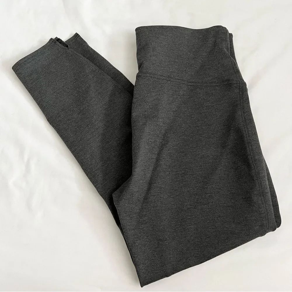 Spanx Leggings Sz XL Ankle Length Ponte Hem Slit dark gray